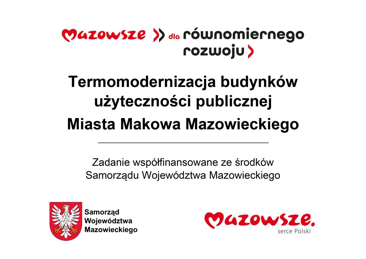 tablica informacyjno-promocyjna Mazowsze dla równomiernego rozwoju termomodernizacja budynków uż. publ.