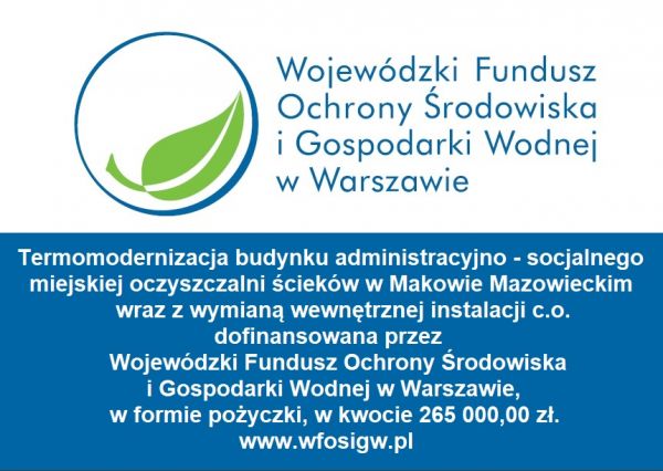 Termomodernizacja budynku administracyjno - socjalnego miejskiej oczyszczalni ścieków w Makowie Mazowieckim