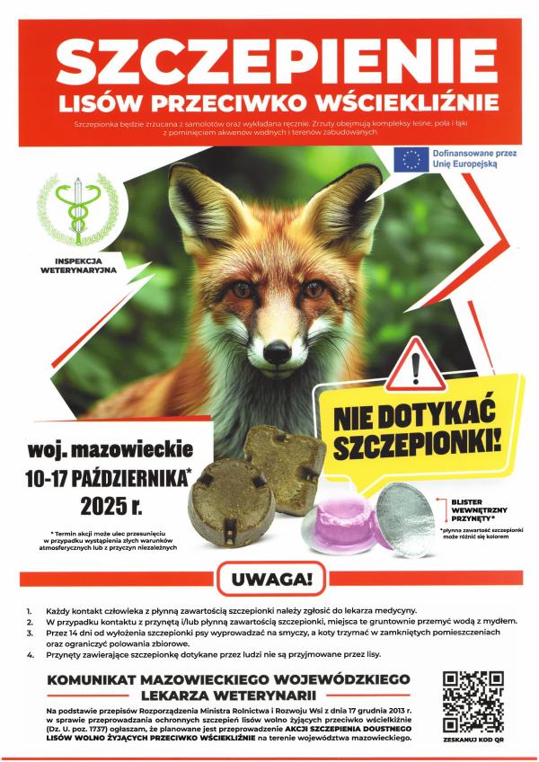 SZCZEPIENIA LISÓW PRZECIWKO WŚCIEKLIŹNIE