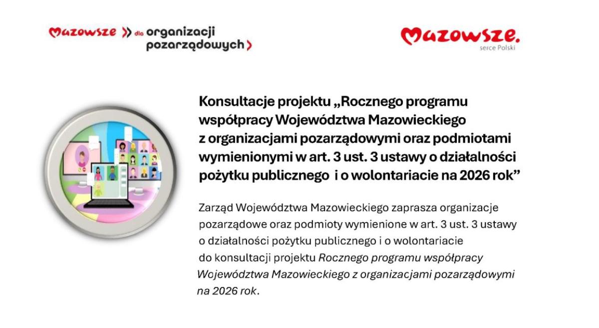 Konsultacje projektu „Rocznego programu współpracy Województwa Mazowieckiego